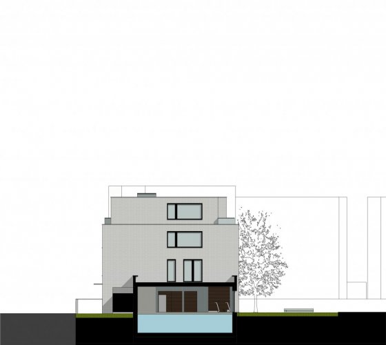 23/23 _ ansicht/schnitt poolhaus _ süd-west